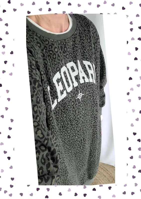 Vestido suéter Leopardo – Caqui – Fabricación italiana – Nueva – photo 4